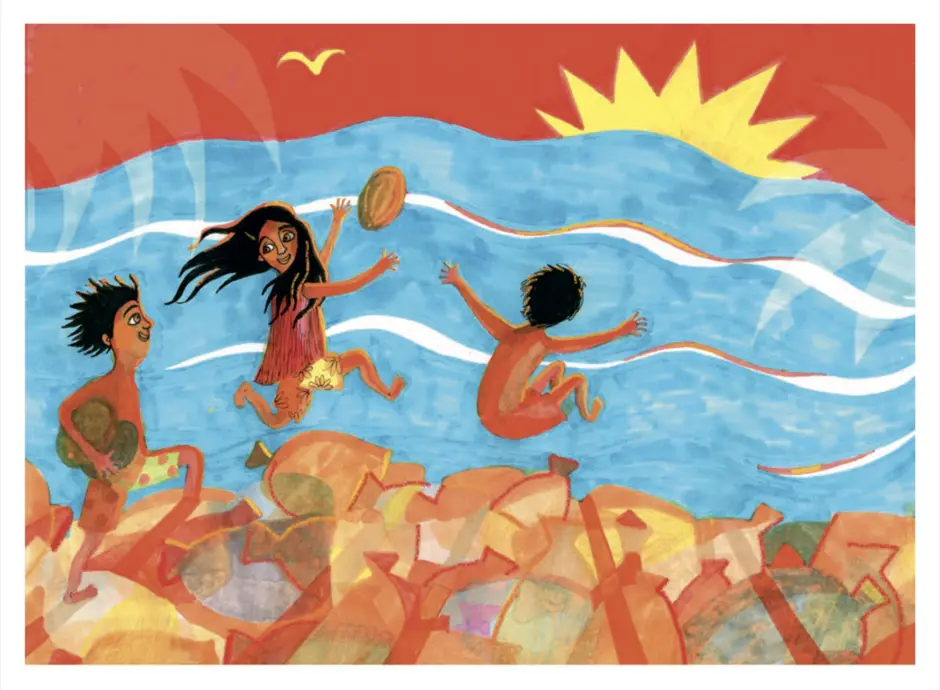 ilustracja z bajki kamishibai o czarnym smoku