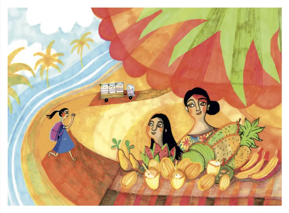 ilustracja z bajki kamishibai o czarnym smoku